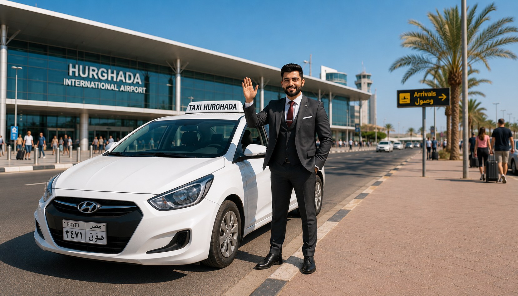 Taxi Hurghada driver with white taxi car